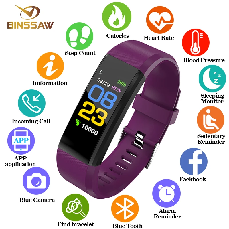 

BINSSAW Fashion Smart Watch Women Men Kid Heart Rate Monitor Blood Pressure Fitness Tracker Smartwatch Watches for ios android