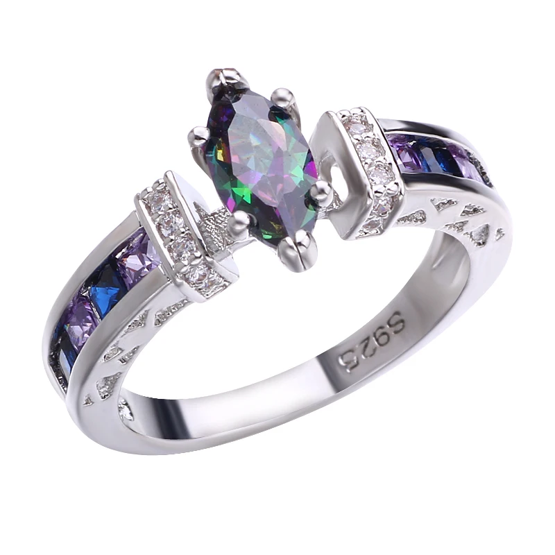 

Cross-Border Accessories Fine Colorful Elliptic Zircon Ring Female Fashion Trend Foreign Trade Hot Selling