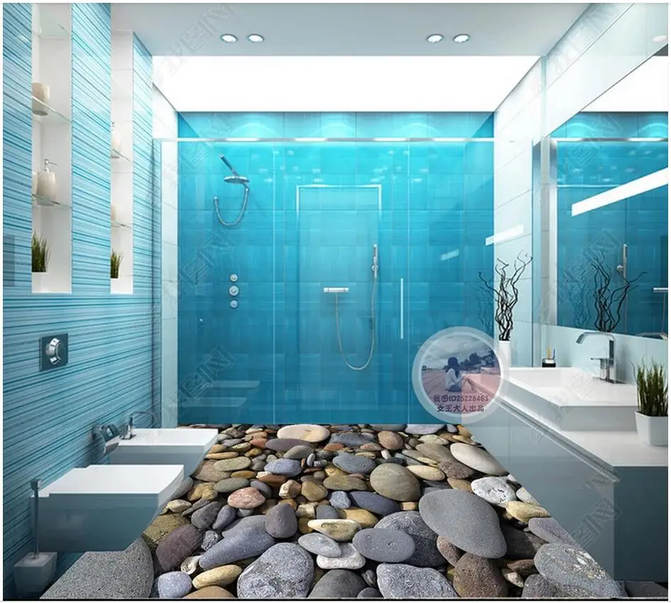 

Custom photo wallpaper 3d flooring Waterproof self-adhesion murals Beautiful pebble bathroom floor decorative painting Stickers