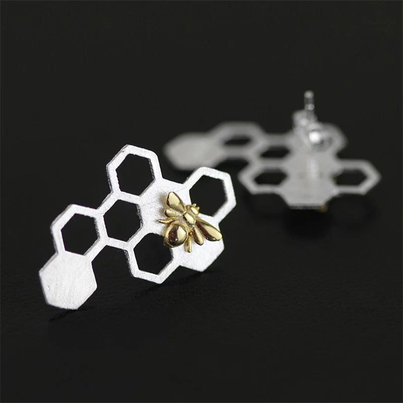 Lotus Fun Real 925 Sterling Silver Natural Creative Handmade Fine Jewelry Honeycomb Home Guard Dangle Earrings for Women Brincos