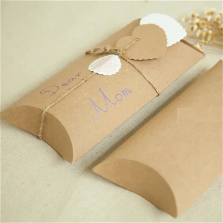 50 шт. коробка для подушек из крафт-бумаги, Подарочная коробка для конфет на свадьбу, вечеринку, день рождения