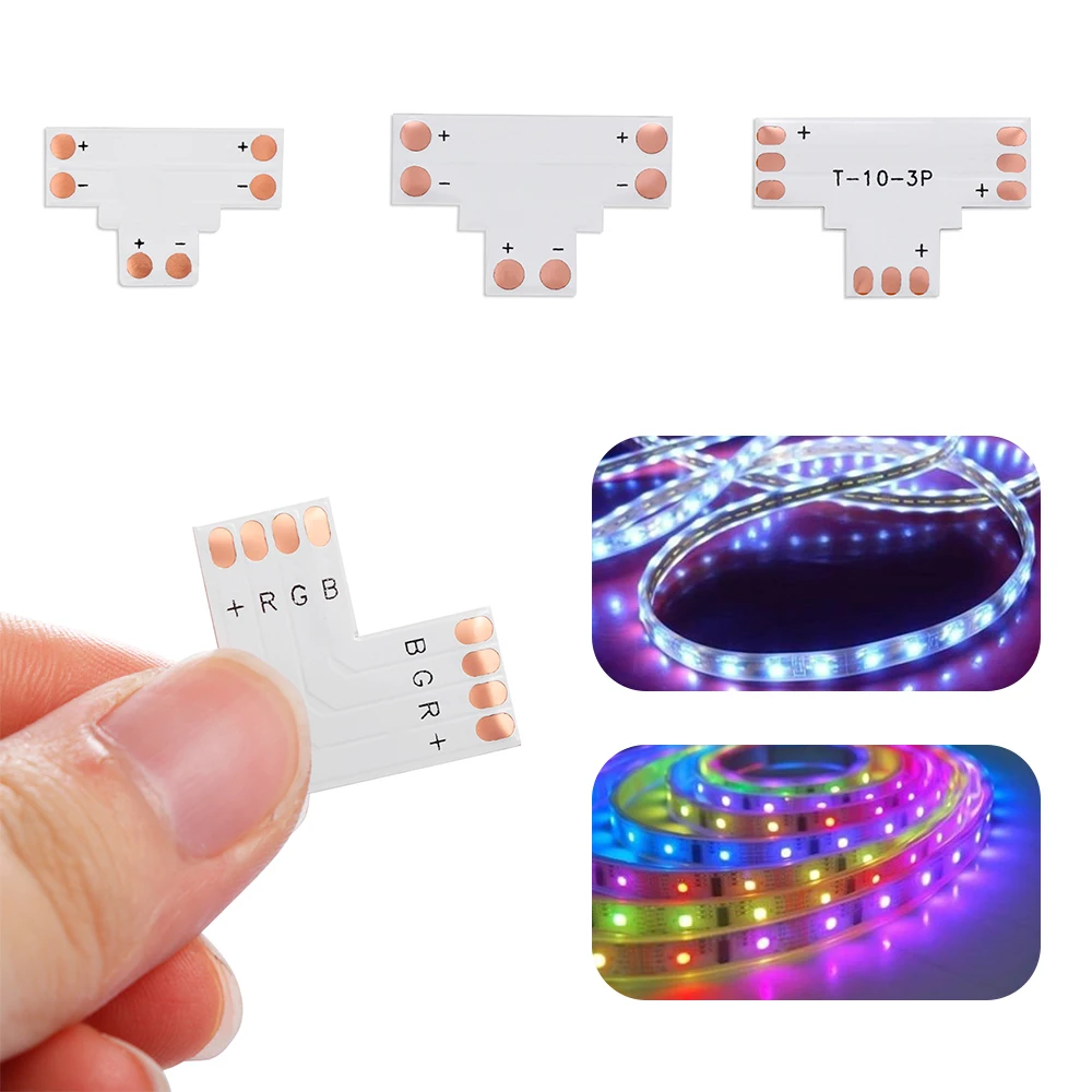 5 шт. L T X форма RGB RGBWW Светодиодная лента угловой разъем 8 мм 10 12 2pin 3Pin 4pin 5pin 6Pin один