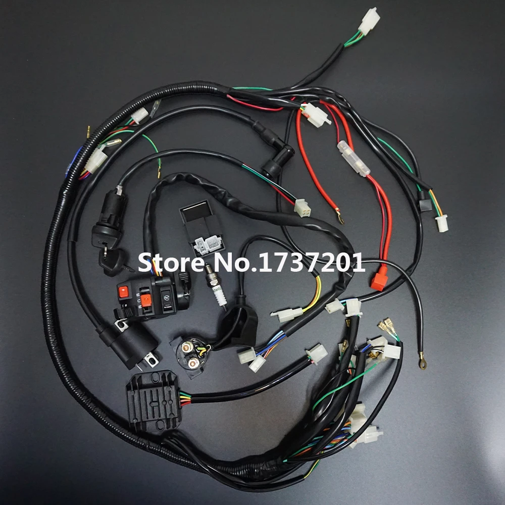 Full Wiring Harness Loom Ignition Coil AC CDI box For 150cc 200cc 250cc 300 ATV Quad Buggy Electric Start Engine D8EA Spark Plug-in Motorbike Ingition from ...