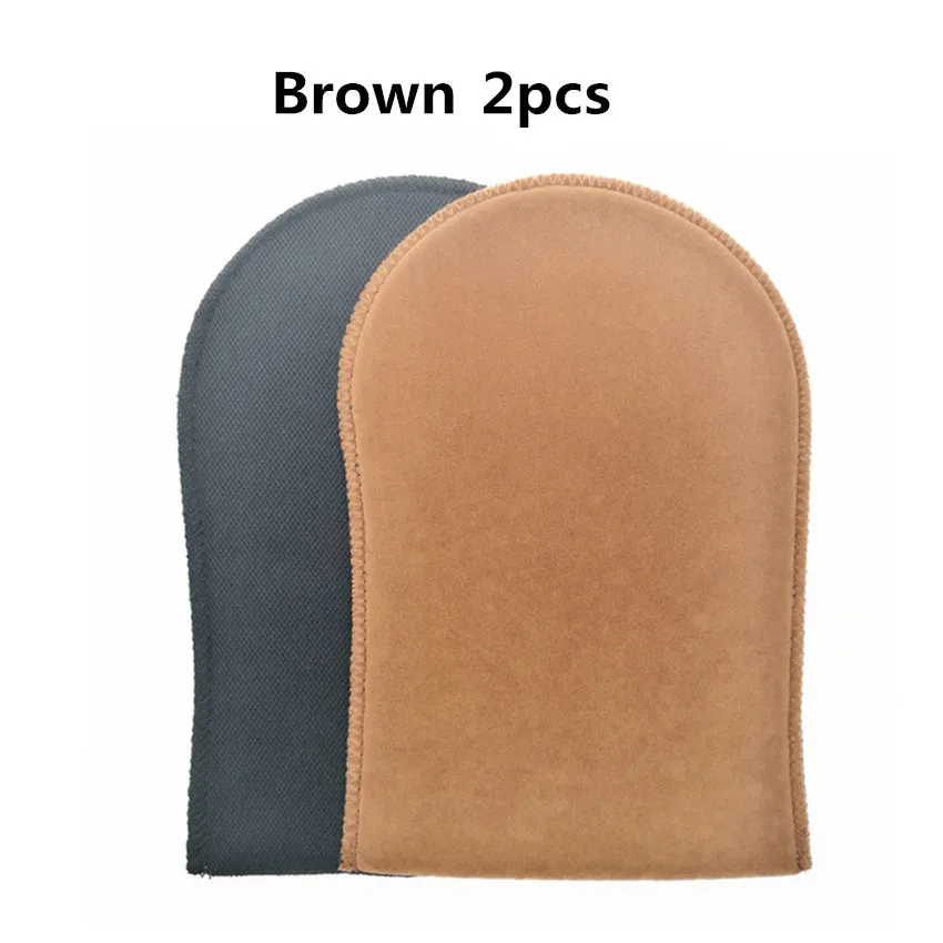 2 шт/партия автозагар Митт, загар аппликатор для загара Лосьон, перчатка для распределения спрея для бронзатора, мягкий бархат может быть многоразовый - Цвет: brown