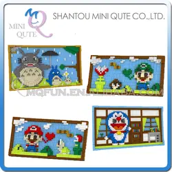 Оптовые 24 шт. мини Qute yz аниме мультфильм милый Doraemon Тоторо супер Марио росписи блок пластиковые строительный блок Обучающие игрушки