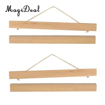 

2 Pairs Magnetic Wooden Picture Photo Hanging Frame Poster Scroll Painting Hanger Framework 21cm