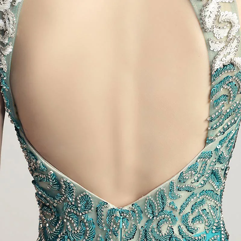 New Arrival Chiffon Black Long Prom Dresses with Full Top Beading High Neck Open Back Formal Evening Wear Cheap Party Gown LX419