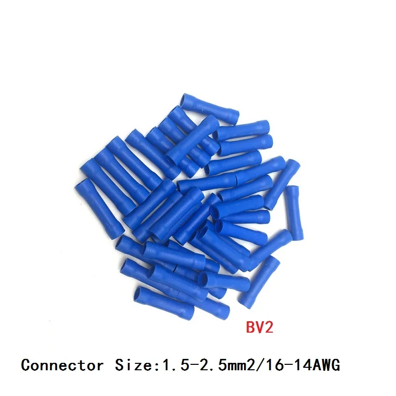 50/100 шт BV1 BV2 BV5 изолированные обжимные клеммы Электрический обжим терминальные соединители для наложения оболочки проводов кабеля