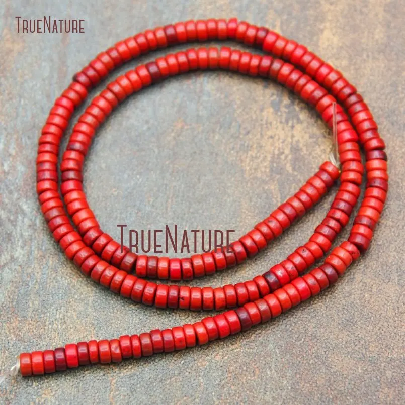 

10Pcs Dark Red Man Made Turquoises Loose Beads Wheel Loose Beads 2x3mm BE13489