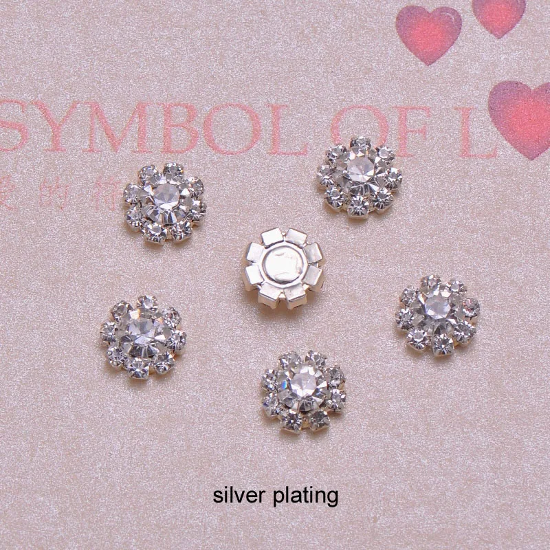 

(J0019) 8mm rhinestone button without loop rhinstone cluster,cute products,silver or gold plating,100pcs/lot