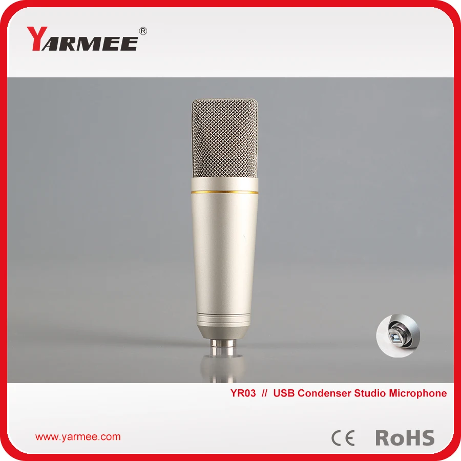 

Free Shipping High Quality USB Condenser MicrophoneCardioid for Computer YR03 Including USB Cable,Aluminum Box