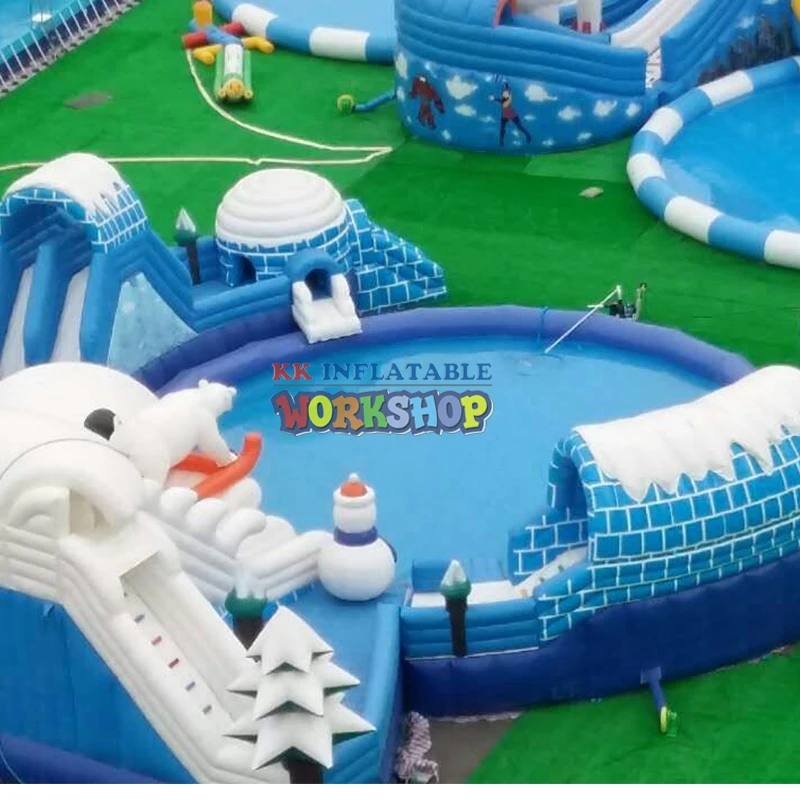Snow theme inflatable water park