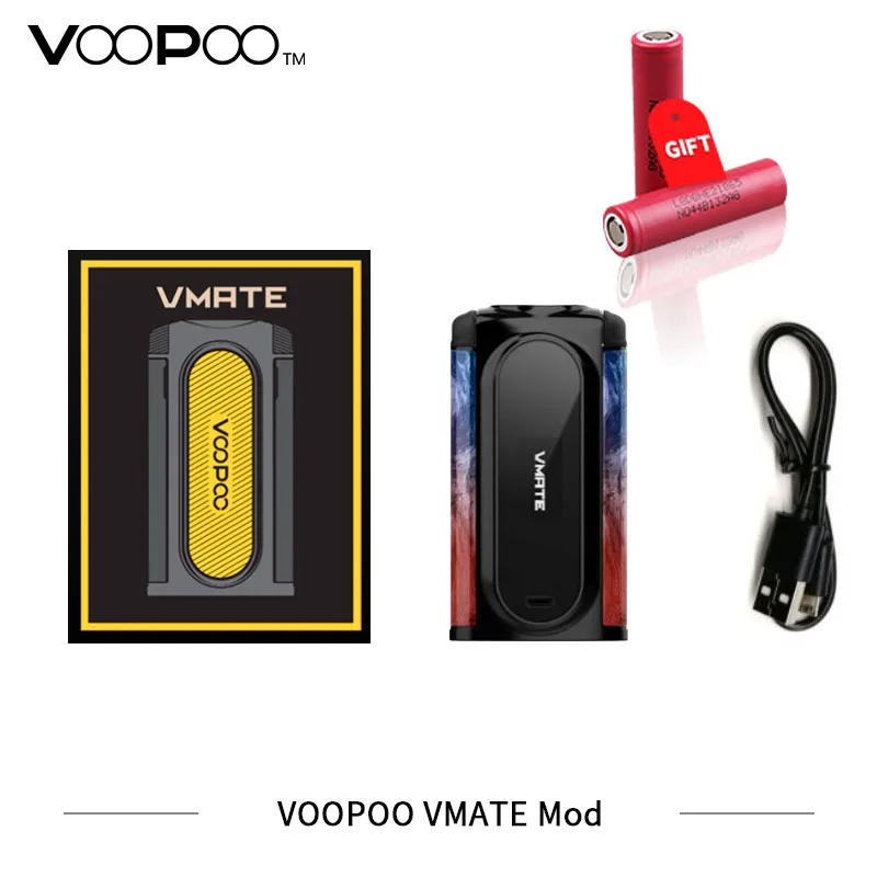 

VOOPOO Vmate Mod 200W Dual Battery TC Box Mod Fit for UFORCE T1 8ml Tank Vaporizer With 2pcs battery VS VOOPOO Drag Vape Mod