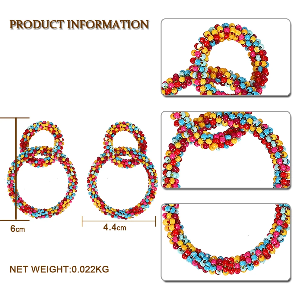 Лучшие женские модные круглые Висячие серьги для женщин Свадебная вечеринка богемные красочные бусины подарки для девочек Висячие Эффектные серьги
