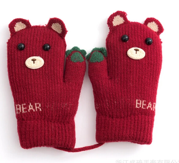 Новое поступление, детские перчатки для мальчика и девочки, Детские Зимние теплые эластичные вязаные стильные детские перчатки для малышей - Цвет: Красный