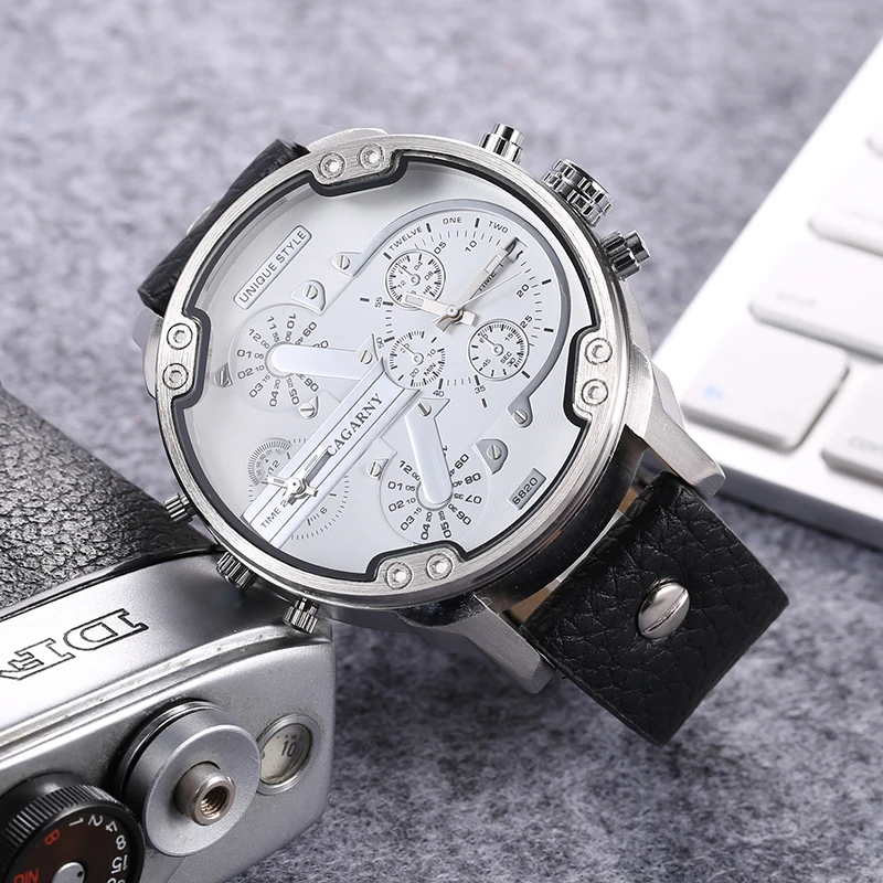 2019 drop shipping top luxury brand cagarny mens watches leather strap big case gold black silver dz military Relogio Masculino male clock man hour (24)