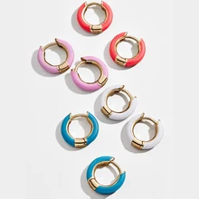 Дизайн, эмаль Купер, маленькая серьга-кольцо для женщин, Bijoux, мода, разноцветные геометрические серьги, манжеты, вечерние, подарки, Pendientes