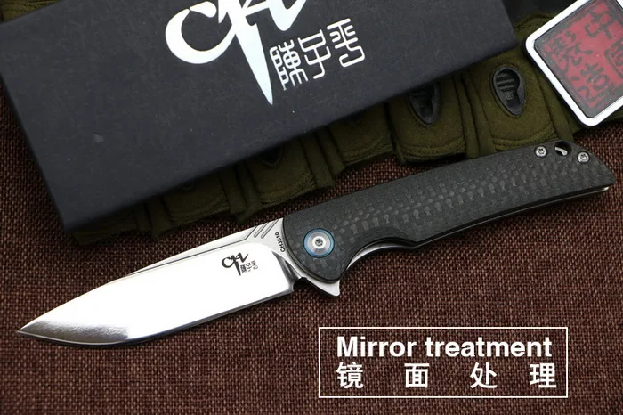 CH складной нож для ежедневного использования, VG10 складной углеродного волокна ручка складной нож CH3510 Открытый Отдых карманный нож для охоты EDC инструменты - Цвет: Mirror treatment
