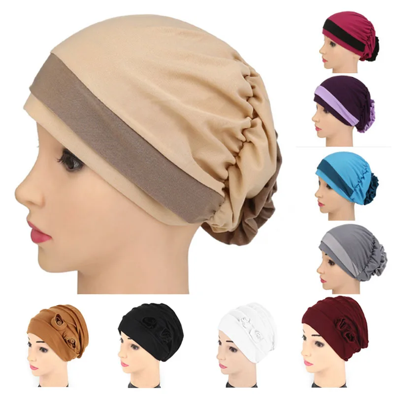

LNRRABC 2019 New Turban Headband for Women Girls Cotton Flower Kerchief Elastic Hair Bands Hat Head Wrap Bandanas Headwear