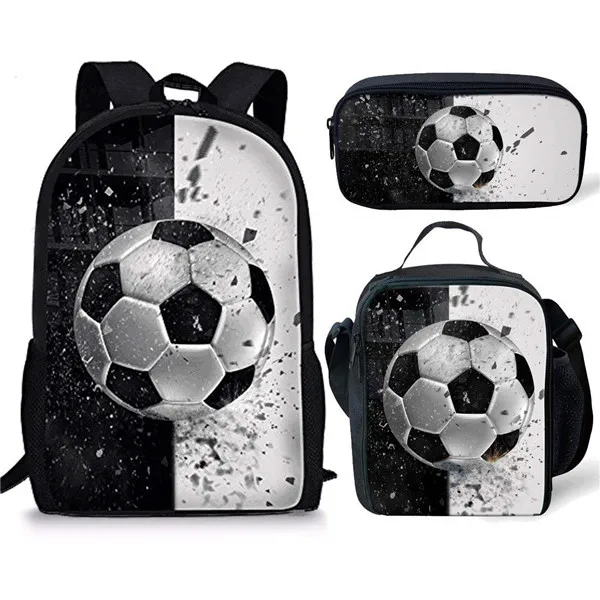 Jackherelook 3D Fire Ice Foot Ball футбол напечатанные школьные рюкзаки большой комплект из 3 предметов для мальчиков школьные сумки ранцы - Цвет: CC2378CGK