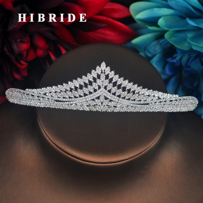 

Новый дизайн, модные женские свадебные тиары HIBRIDE с полным кубическим цирконием, аксессуары для волос, украшения для вечеринки