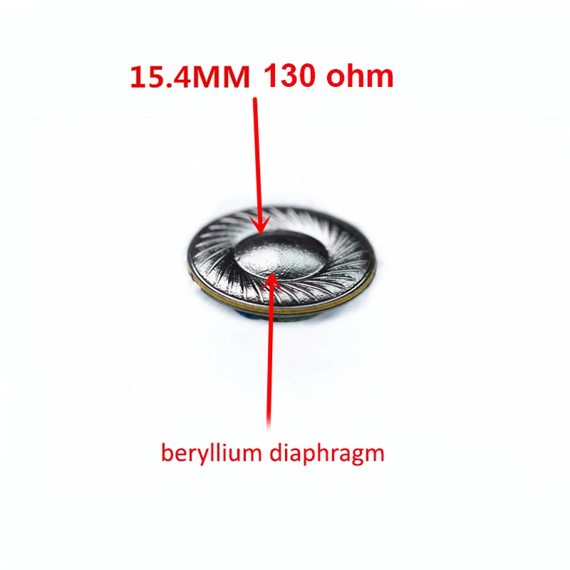 15.4mm 130 ohm Headphone HiFi Loudspeakers Pure Beryllium Speaker unit for MX500 DIY with Shell Cases 108dB/W