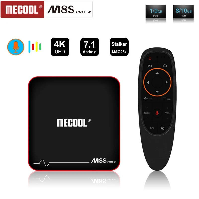 Mecool M8S Pro W Amlogic S905W четырехъядерный android tv 7 1 OS 1/2 ГБ 8/16 Rom 2 4G Голосовое управление