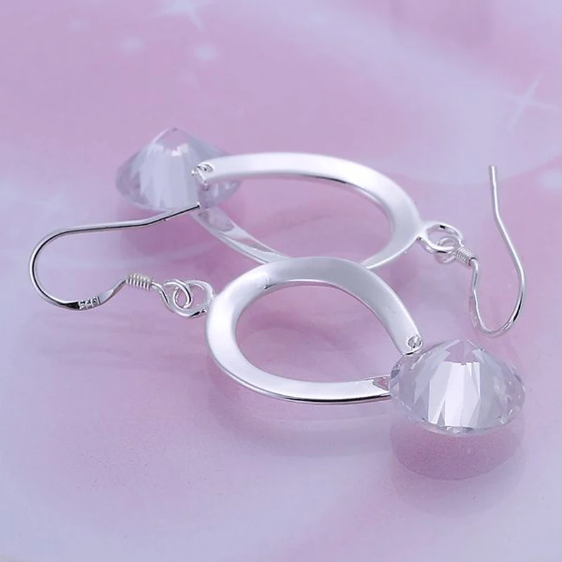 Earrings Silver Plated Trendy Jewelry Inlaid Zircon Hearts Wholesale Free Shippig amcn LE175 | Украшения и аксессуары
