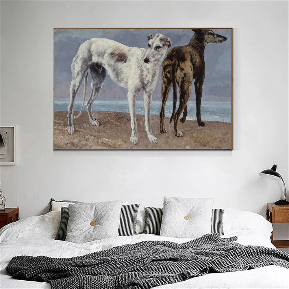 Dogs Poster Prints Abstract Oil Painting Dog Wall Art Retro Decor