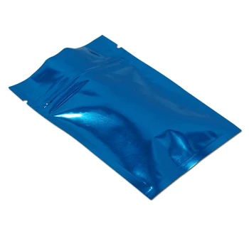 

100Pcs 6 Sizes Glossy Surface Blue Aluminum Foil Zipper Package Bag Small Crafts Cnady Snack Zip Lock Mylar Foil Packing Pouch