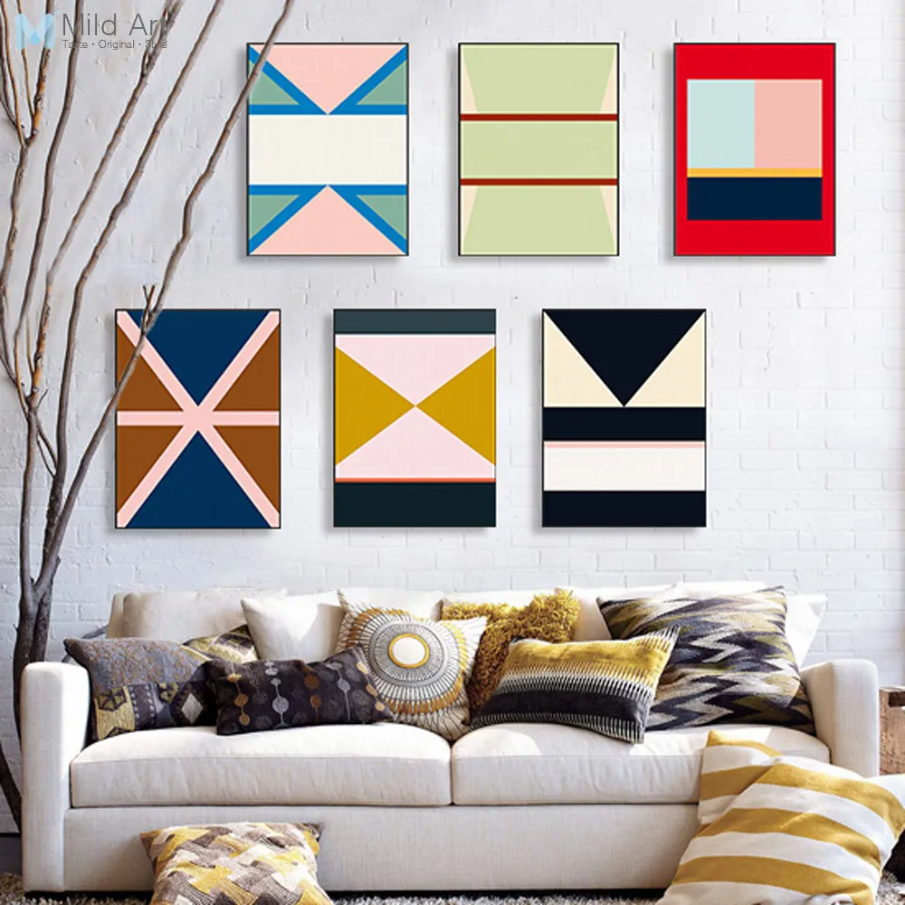 Abstract Color Geometric Shape Canvas A4 Art Print Poster Wall Picture