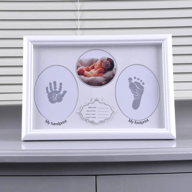 Exquisite and simple picture frame full moon baby commemorative set up hanging infant hand foot print photo 3 | Дом и сад