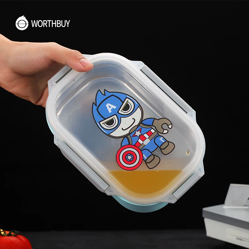 WORTHBUY Милая мультяшная детская коробка Bento 304 из нержавеющей стали контейнер для