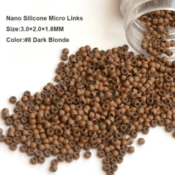 

Nano Silicone Rings 3.0*2.0*1.8MM 1000Pcs/Bottle #6 Medium Blonde Nano Micro Link Micro Tube Hair Beads For Dreadlocks
