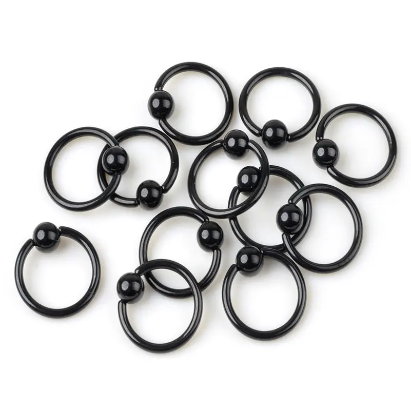 10 Pcs/lot Black Stainless Steel yebrow Nose Ring Tragus Earrings Helix Cartilage Lip Labret Stud Nipple Piercings Body Jewelry Piercing Jewelry