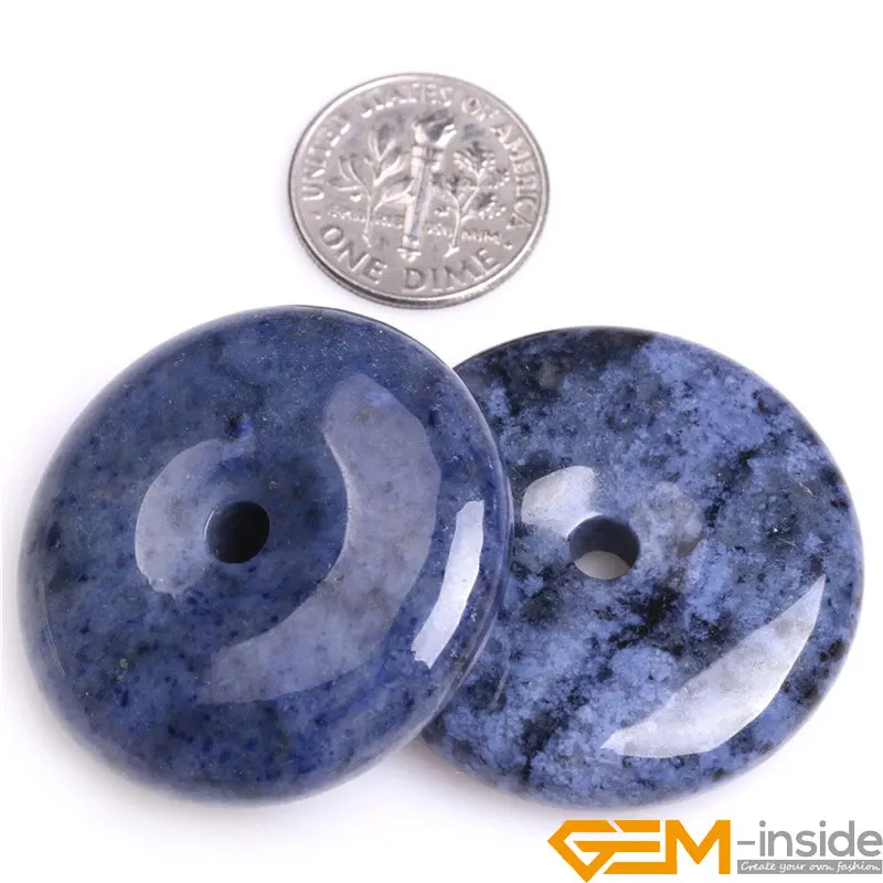 35 мм Форма для пончиков, кольцо из натурального камня, круглые бусины для изготовления ювелирных изделий: голубой содалит, коралл, нефрит, опт - Цвет: Blue Sodalite