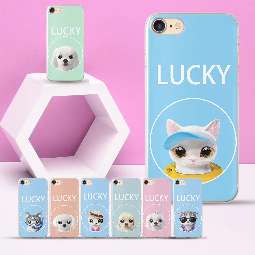 Модный чехол Lucky Dog Pink Cat Coque чехол для iPhone 7 для iPhone XS Max чехол для iPhone 6 S Чехол 7 plus 5 5S SE 8 6 7 X чехлы