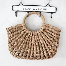 Винтажная женская Соломенная Сумка, летняя новая пляжная маленькая сумка с верхней ручкой, женская брендовая дизайнерская сумка через плечо