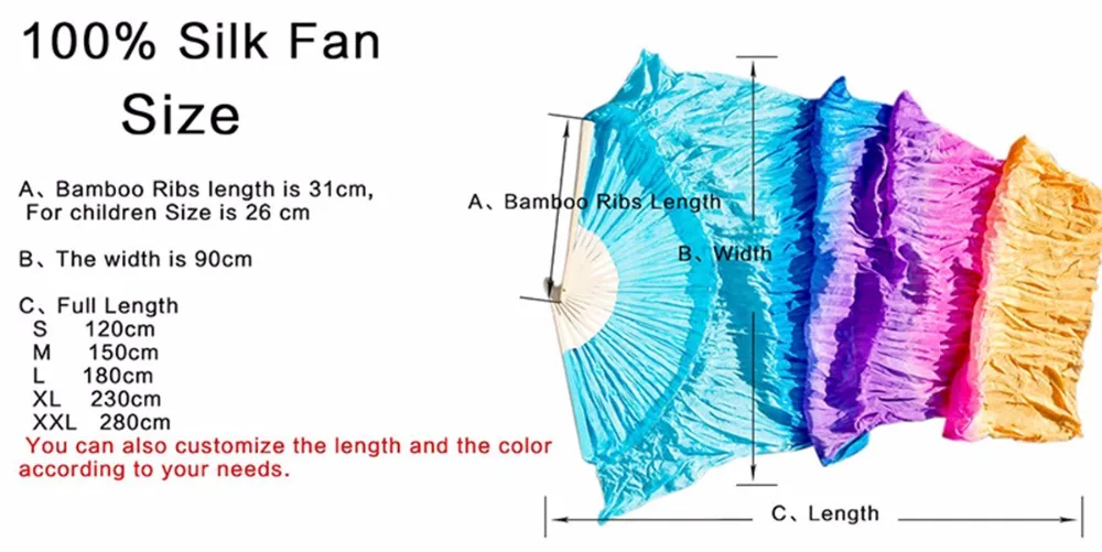 Натуральный шелк/имитация шелка танцевальные вентиляторы 1 шт. левая+ правая рука танец живота вентиляторы 180x90 см ручной работы бамбуковые ребра танцевальные вентиляторы