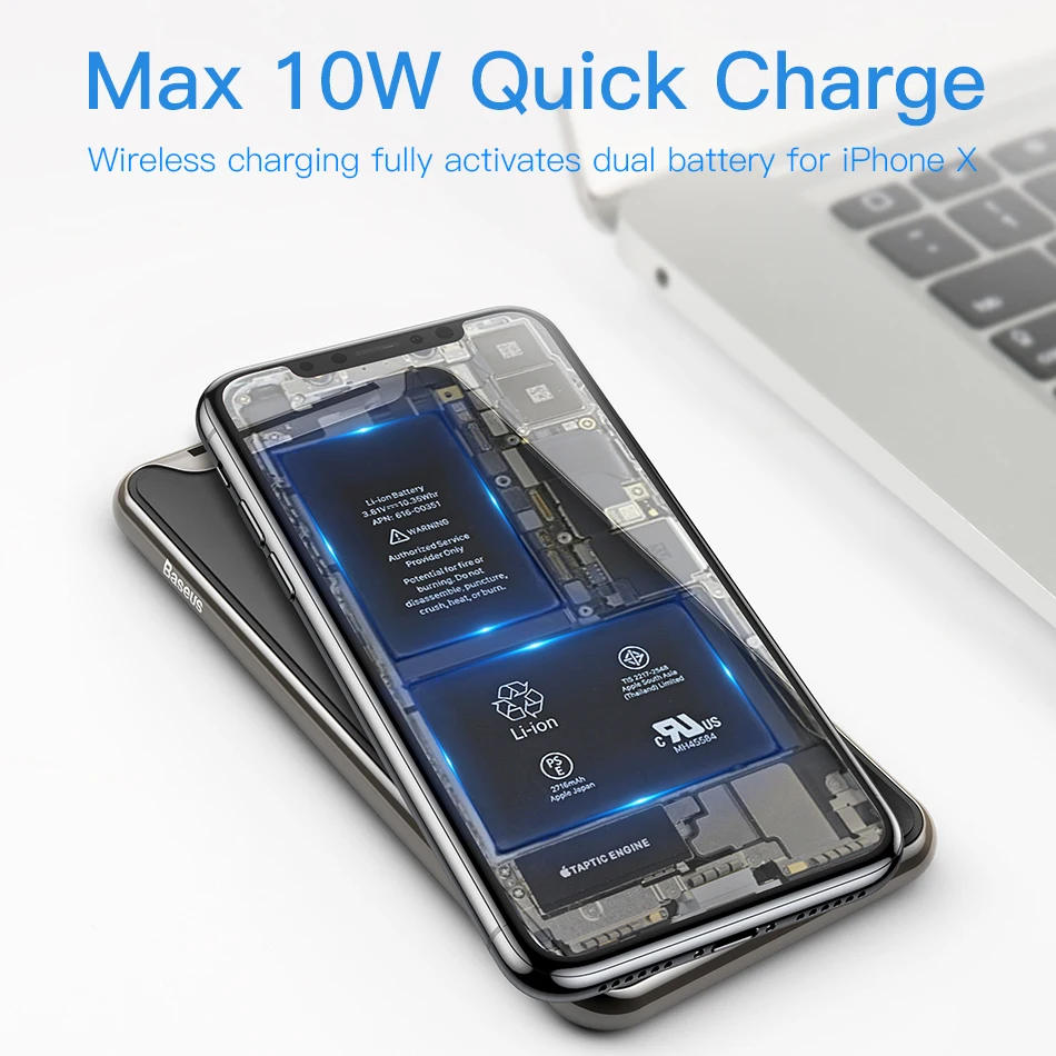 Comprar Cargador inalámbrico Baseus 10W 3 bobinas para iPhone X XS Max XR Samsung S9 Note 9 10 Xiaomi almohadilla de carga inalámbrica multifunción Qi