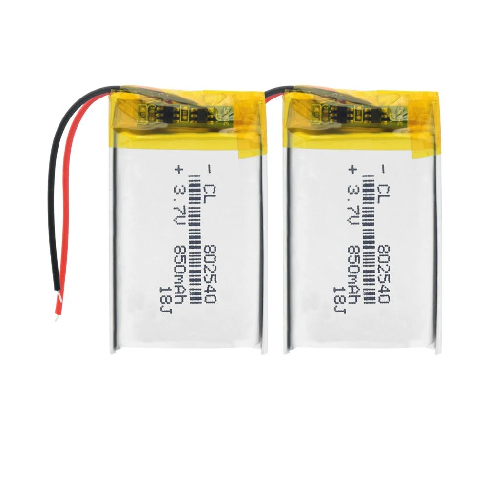 

3.7V polymer lithium battery 802540 850mAh For MP3 MP4 GPS RC drone speaker wireless headset Rechargeable Li-ion Cell Batteries