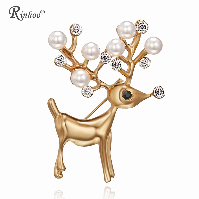 

Fashion Christmas Gifts Animal Cute Fashion Deer Crystal Brooches for Women Christmas Brooches Pins High Quality Xmas Jewelry
