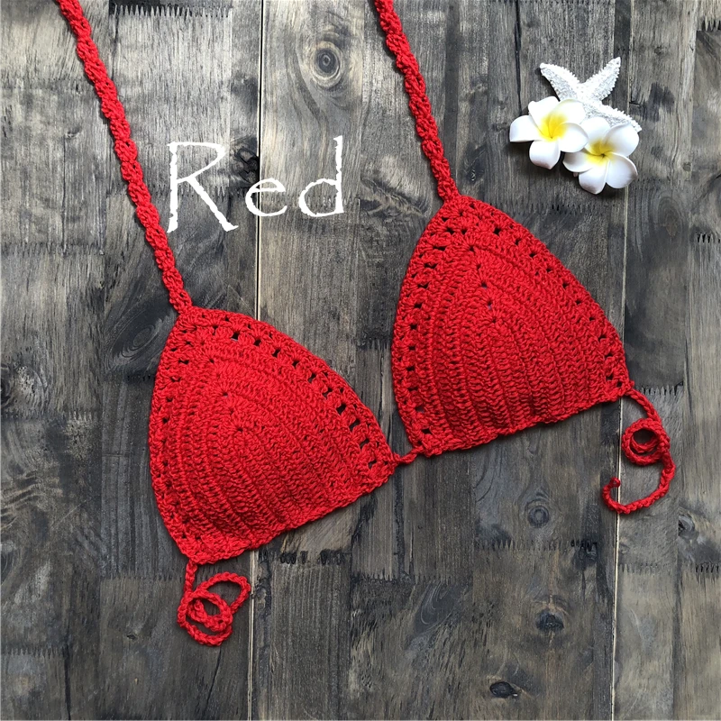crochet bikini 2019 Handmade Hooks Women Boho Beach Bralette Holder Knitted Swimwear Brazilian Bikini Top