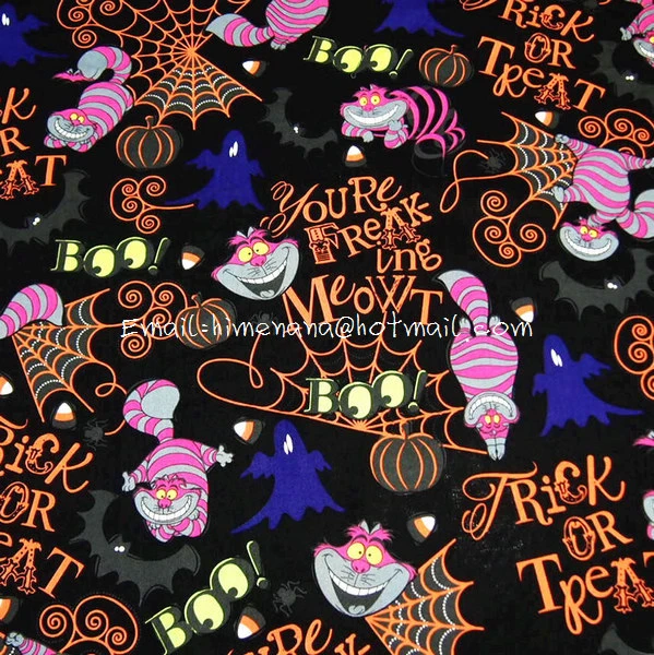 Al014 1 Cour Sdlp Coton Tisse Tissu Personnages De Dessin Anime Le Chat Du Cheshire Et Halloween Alice Au Pays Des Merveilles Noir W140 Aliexpress