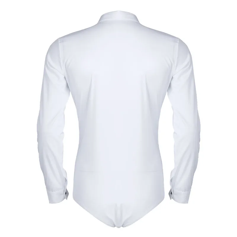 Men Long Sleeve Zipper Solid Color Latin Modern Dance Shirt with Bowtie Romper Shirt Sexy Male Lyrical Dance Costumes dance shirts