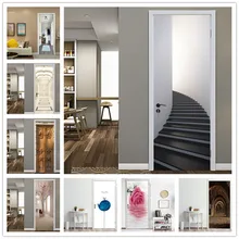 Угловая лестница, дверь, Наклейка 3D, водонепроницаемые обои на дверь, украшение дома, самоклеющиеся обои для гостиной, наклейка