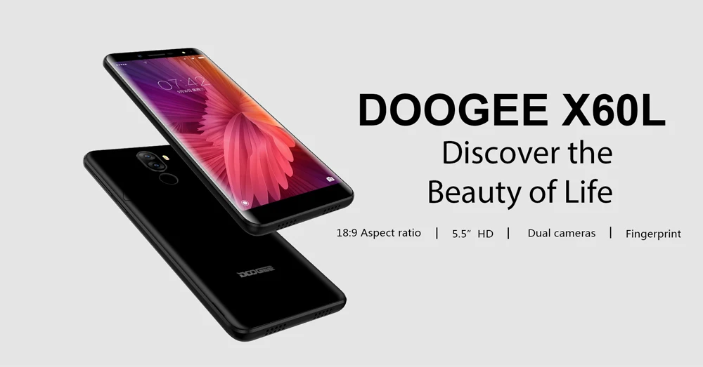 Origina DOOGEE X60L 5,5 ''MTK6737 4 ядра 2 Гб Оперативная память 16 Гб Встроенная память 4G Dual Камера 13.0MP Android 7,0 3300 mAh отпечатков пальцев Смартфон