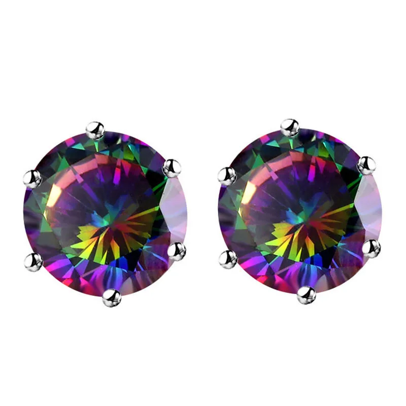 

8MM/10MM Zircon Earrings for Women Eight Hearts and Eight Arrows Six Claws Female Crown Earrings Crystal Party Jewelry Gift