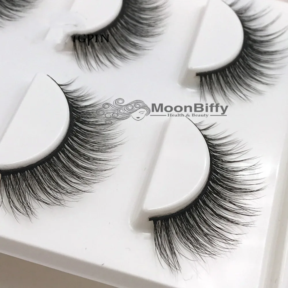 MOONBIFFY Fake Lashes Long Makeup 3D Mink Extension Eyelash Eyelashes For Beauty 3 Pairs Natural False | Красота и здоровье