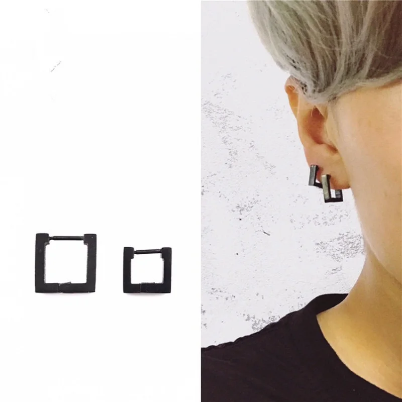 

Men Women Titanium Steel Stud Earring Street Pop Geometric Square Anti-allergic Ear Jewelry Boyfriend Best Gifts Asymmetric